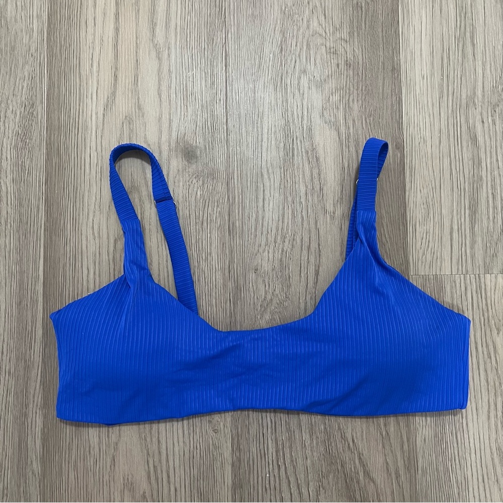 Women’s TiniBikini Blue Ribbed Bikini Top-XL